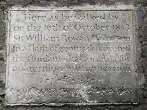 The plaque on Brougham Bridge in Dublin, Ireland commemorating the discovery of quaternions by William Rowan Hamilton. [Credit: Geograph.org.uk ]