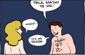 A panel from "Saturday Morning Breakfast Cereal". The comic behind the link is very NSFW and very nerdy, so don't click if you're offended by either. [Credit: Zach Weiner]