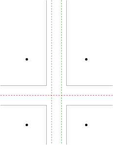 Template for something that might end up looking a little surprising to you. Cut along the solid lines first, make the short arms into an untwisted loop, and the longer arms into a Mobius band. Then cut along the dashed lines (see the comic below for more help).