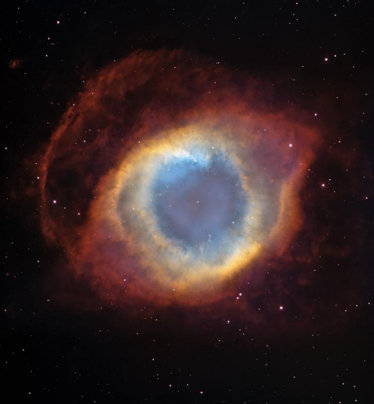 The Helix Nebula is a particularly beautiful example of a planetary nebula: the outer layers shed by a dying star. The death of our Sun will eventually produce a planetary nebula, but only time will tell whether it will be as striking as the Helix Nebula. [Credit: NASA, ESA, C.R. O'Dell (Vanderbilt University), M. Meixner and P. McCullough (STScI)]