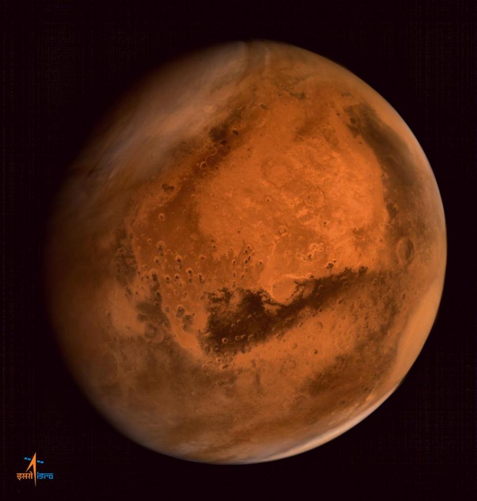 Mars, as seen by India's Mangalyaan orbiter. [Credit: Indian Space Research Organization]