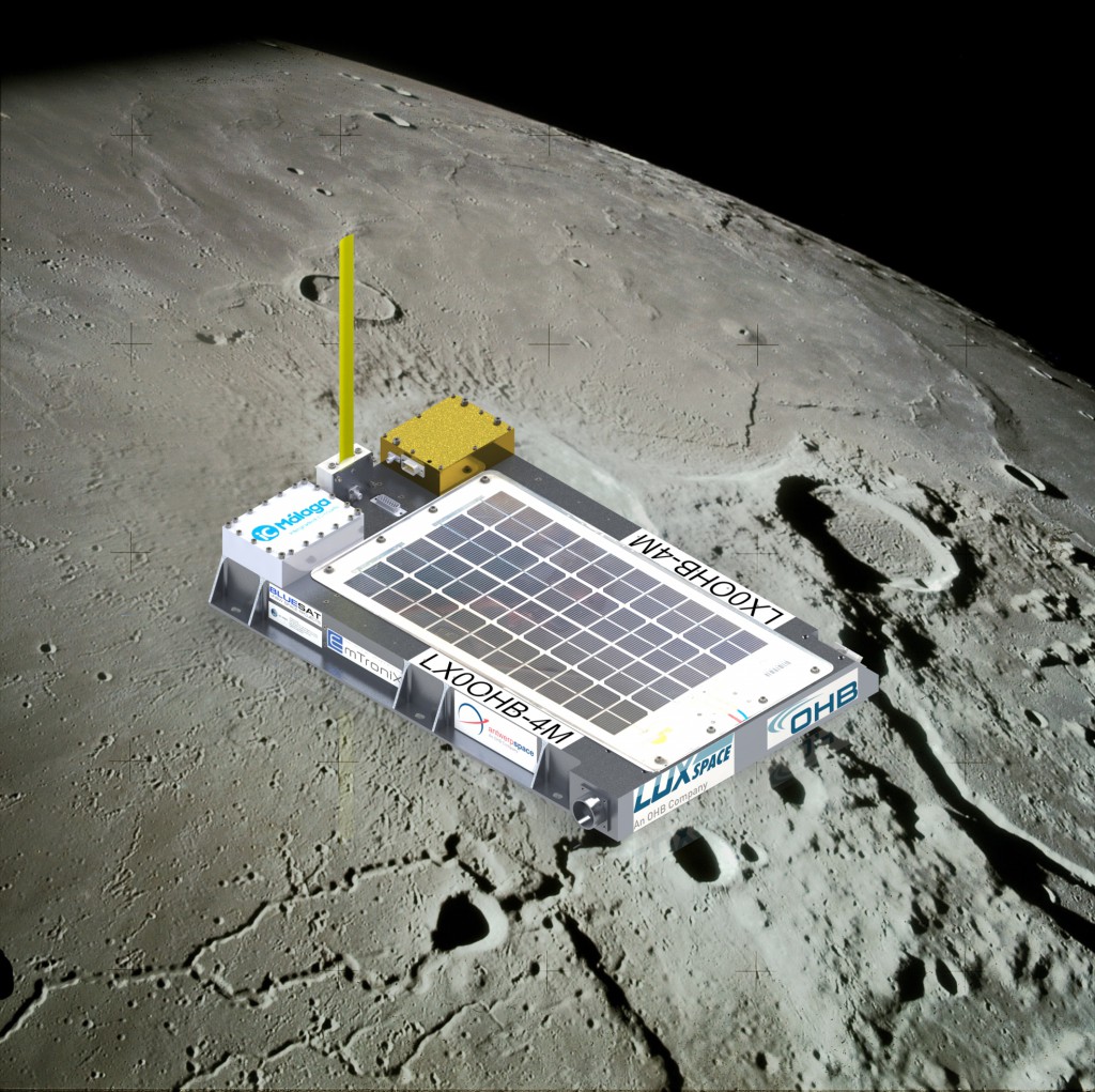 A model of the Manfred Memorial Moon Mission (4M), a communications experiment built by a privately-owned company in Luxembourg. [Credit: LuxSpace]