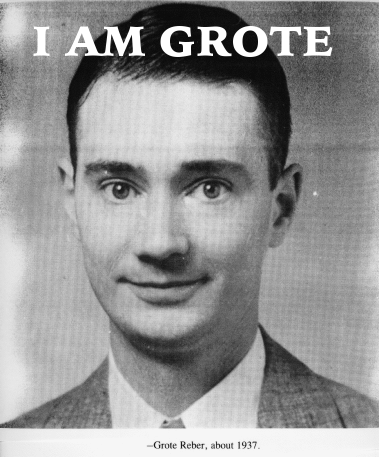 I (finally) just watched "Guardians of the Galaxy" the other night, and this was inevitable. For more on Grote Reber, click the image. [Credit: NRAO] 