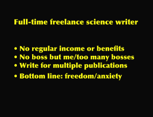 What is a freelance science writer? 