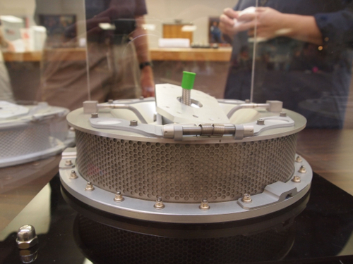 The prototype of the snorfler, the business end of the sampling arm on OSIRIS-REx. This device will pump nitrogen gas into the dust and rock on the asteroid's surface and collect what gets dislodged for return to Earth. [Credit: moi]